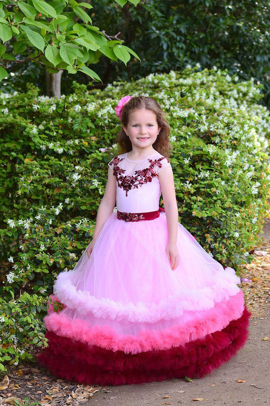 Kids Collection D012 Party Wear Dress Net Fabric Unstitched