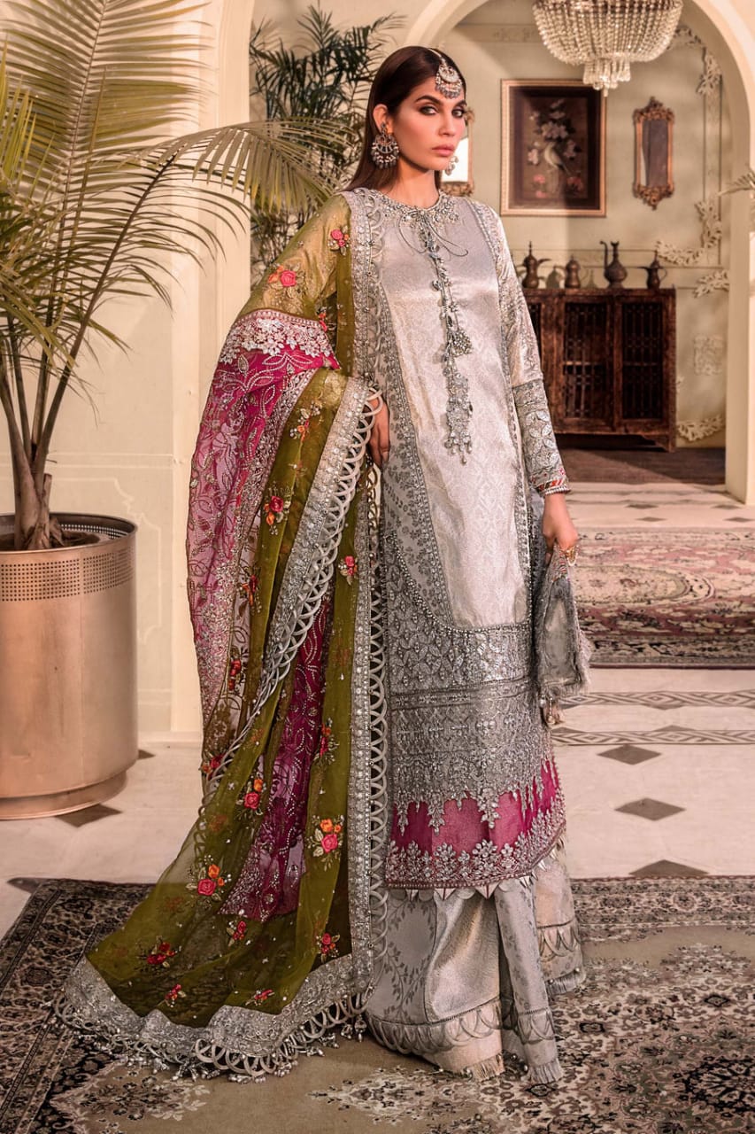 Maria B Wedding Collection Organza Dress Hand Work 3pc Unstitched