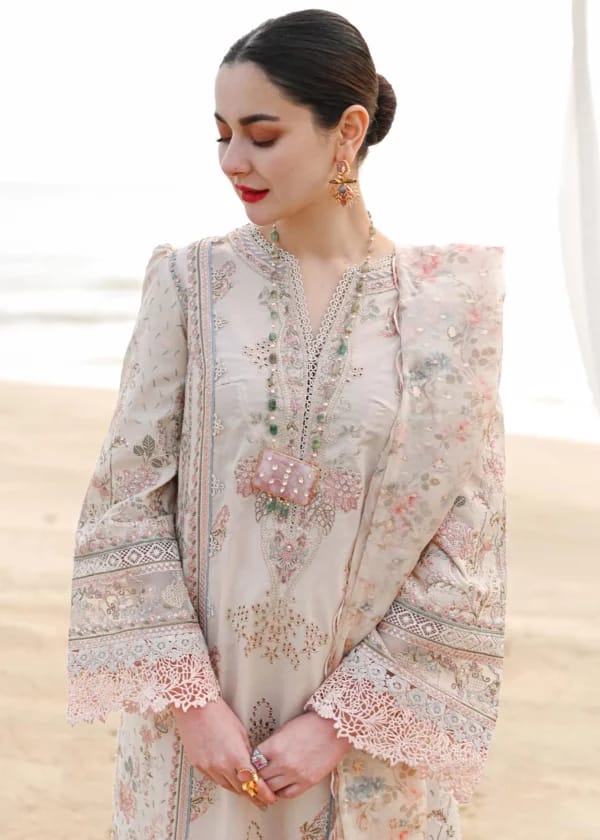 Qalamkar Skin Pure Lawn Embroidery Chikankari Collection 3pc