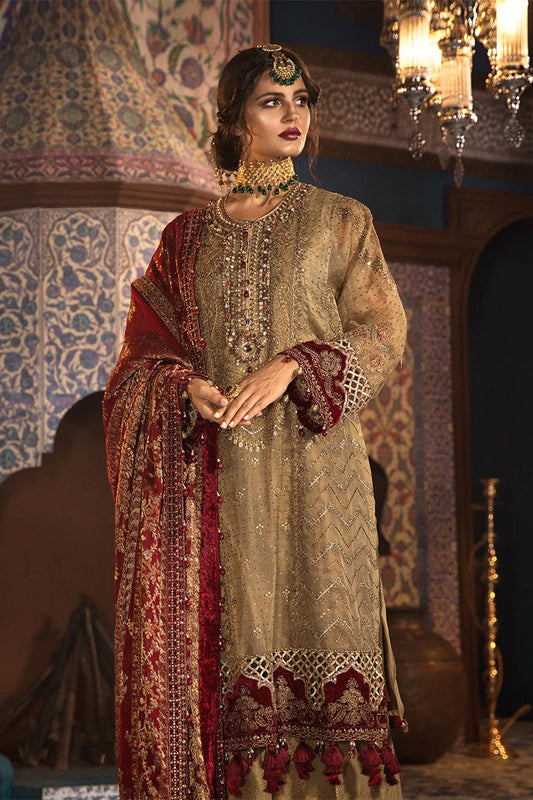 Maria B Rust Wedding Collection Soft Net Fabric