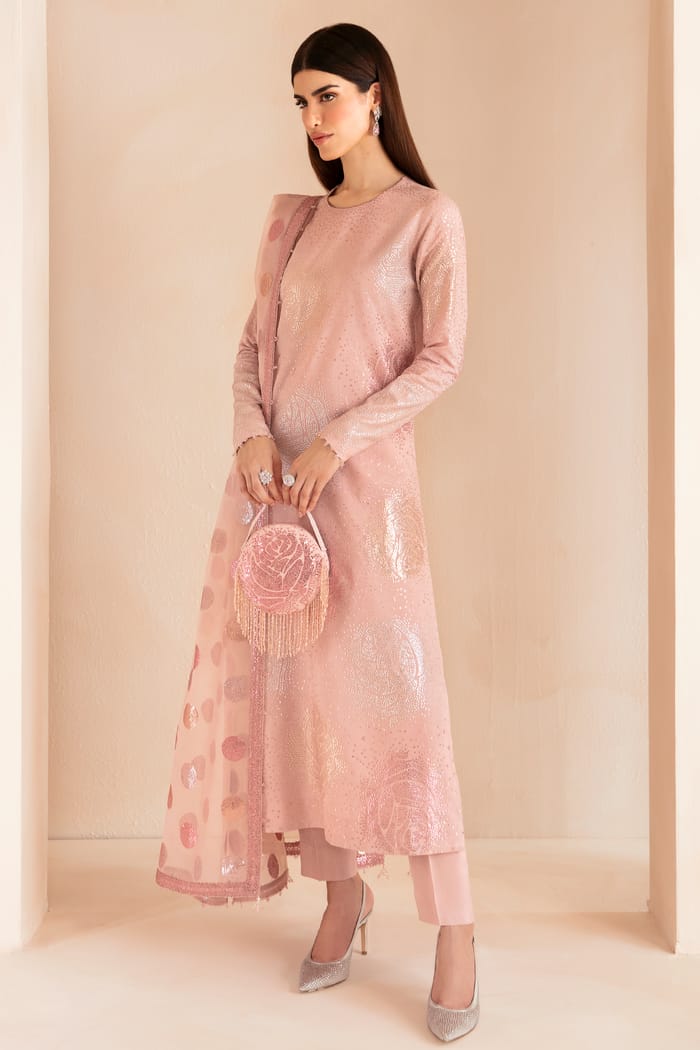 Jazmin Pink Raw Silk Embroidery New Arrival 3piece Unstitched