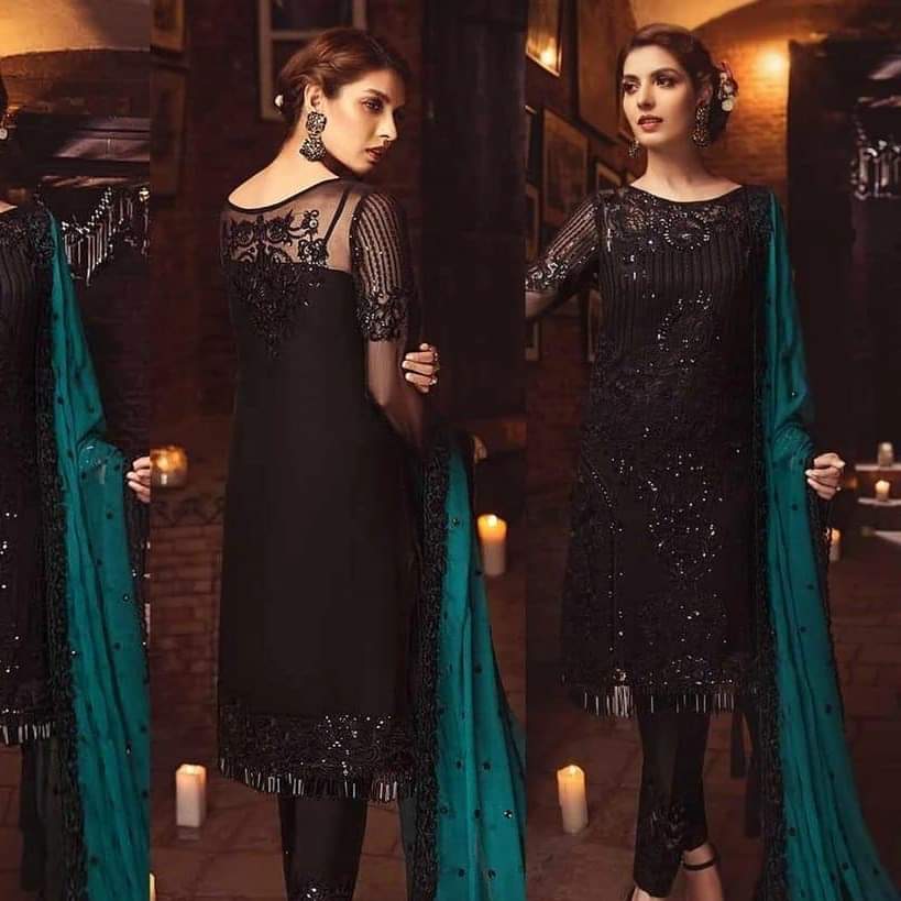 Imrozia Black Formal Collection Chiffon Dress