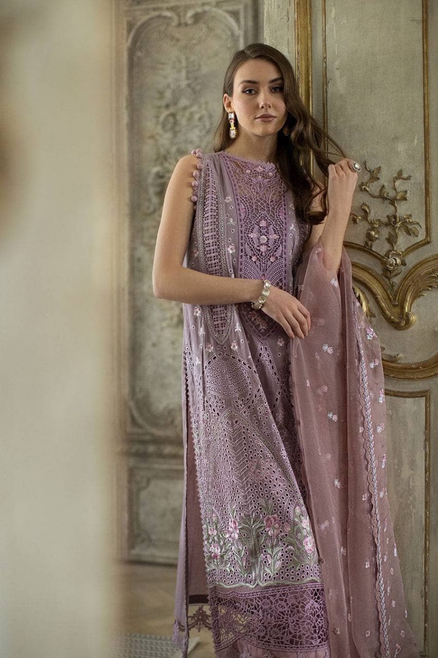 Sobia Nazir Purple Chikankari Lawn Embroidery 3Piece Unstitched