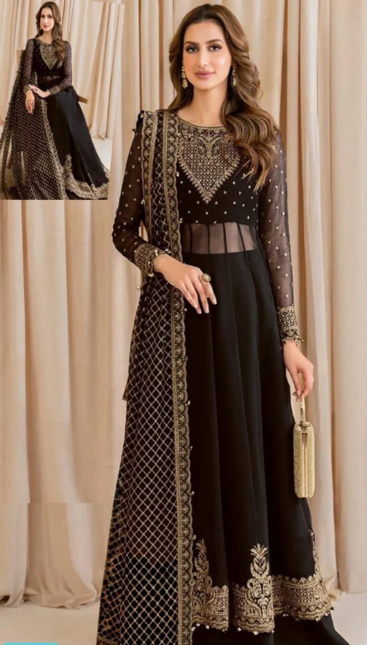 Jazmin Black Chiffon Maxi Formal Collection Unstitched
