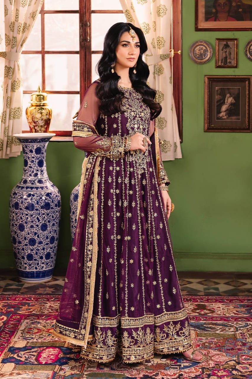 Asim Jofa Purple Wedding Collection Soft Net Maxi New Arrival