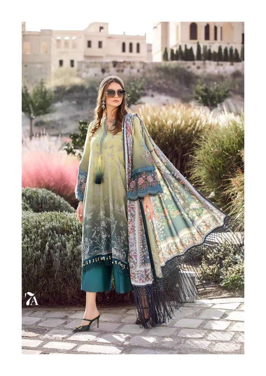 Maria B Green Dark Pure Lawn Embroidery New Arrival 3PC