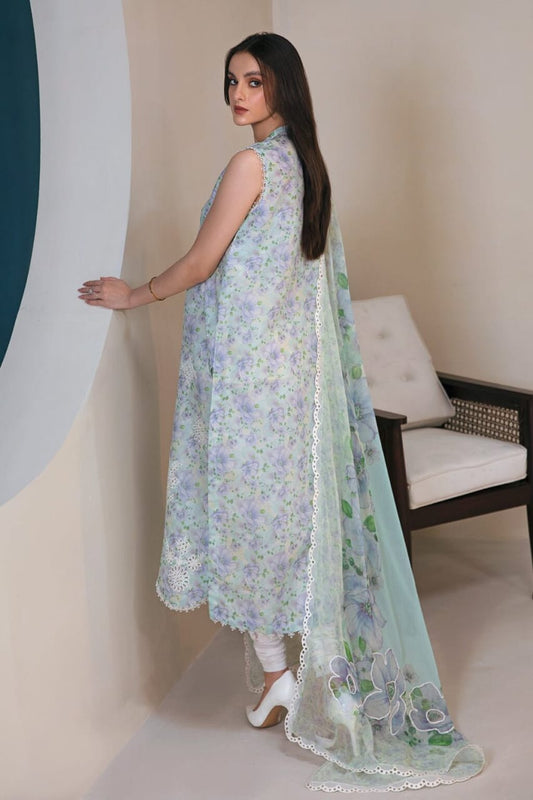 Baroque Sky Blue Print Embroidery Summer Collection New Arrival 3pc
