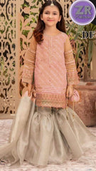 Kids Collection D001 Party Wear Dress Net Fabric Unstitched
