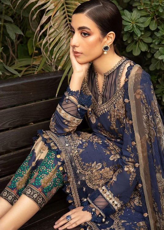 Maria B Mprint Blue Pure Lawn Embroidery New Arrival 3PC