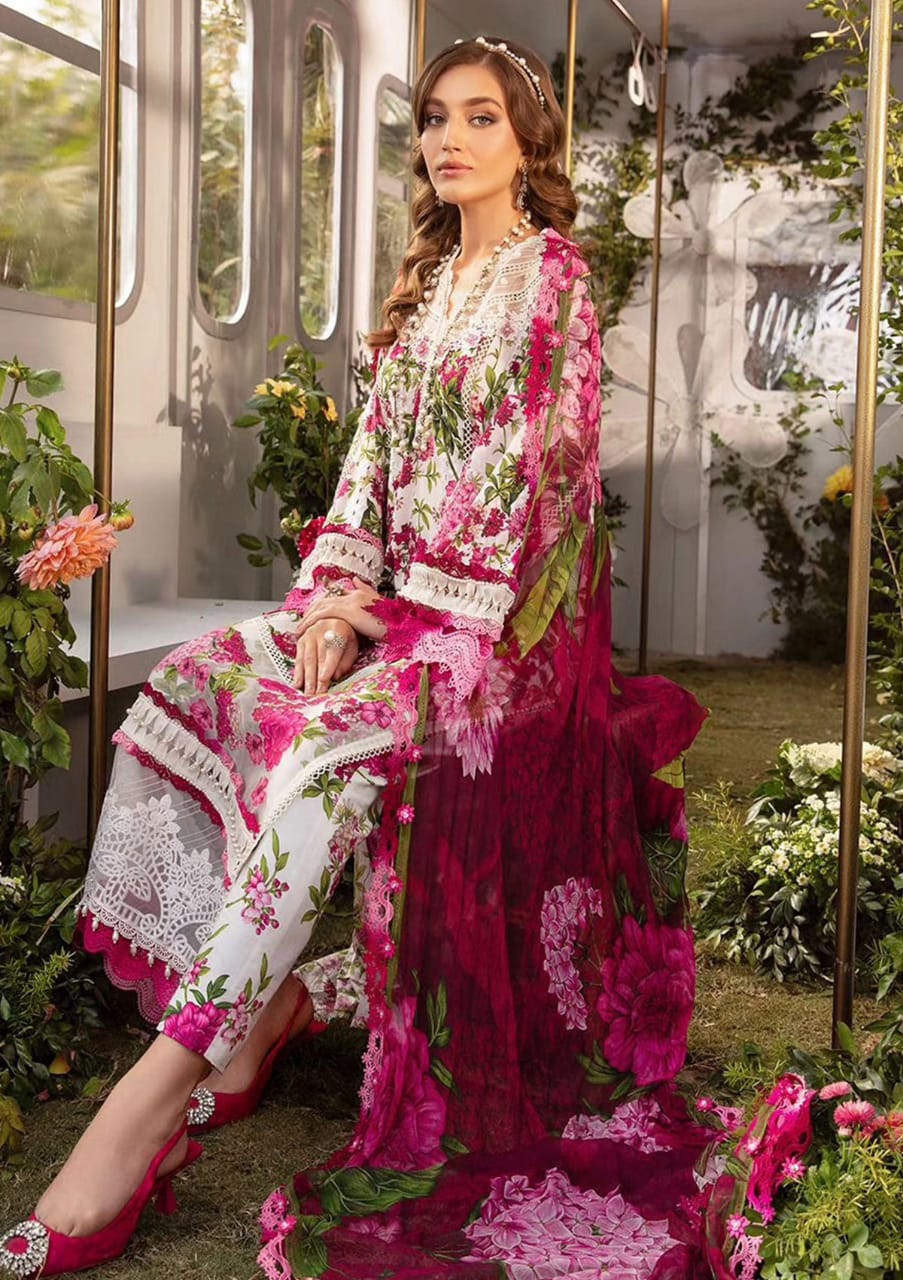 Maria B Mprint Pink Pure Lawn Embroidery New Arrival 3PC