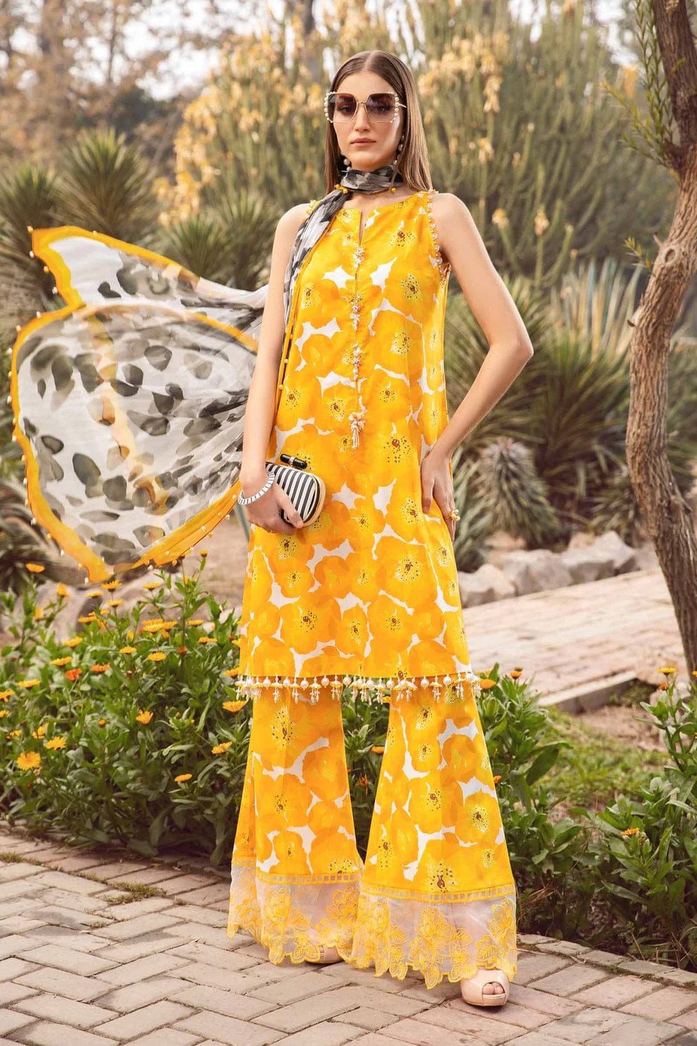 Maria B Yellow Pure Lawn Embroidery Dress 3pc