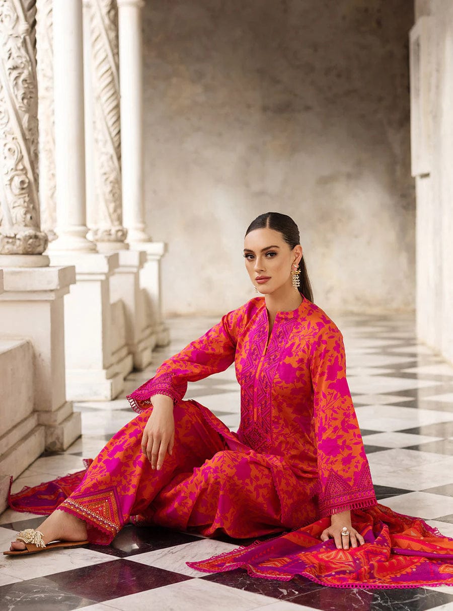 Zainab Chottani Orange Pure Lawn Embroidery 3PC