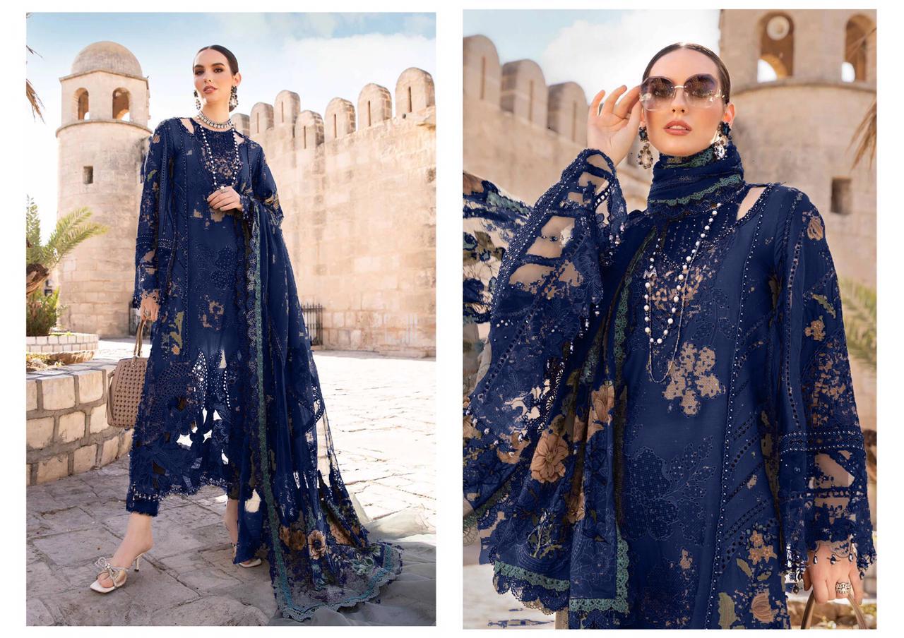 Maria B Blue New Arrival Chikankari Dress 3pc