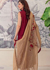 CRIMSON MAROON CHIKANKARI LAWN DRESS