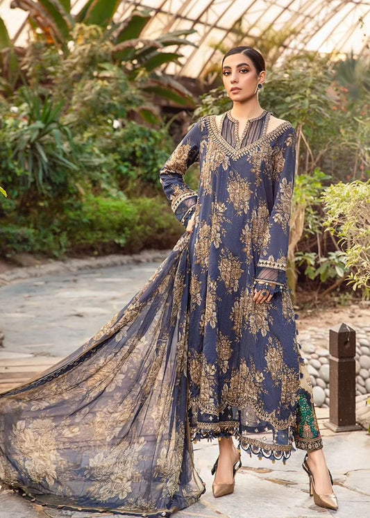 Maria B Mprint Blue Pure Lawn Embroidery New Arrival 3PC