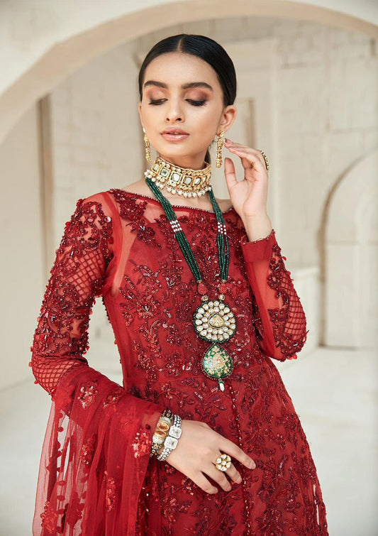 Maryam Hussain Red Soft Net Fabric Formal Collection