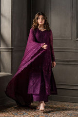 Azure Magenta Chiffon Embroidery 3piece Unstitched