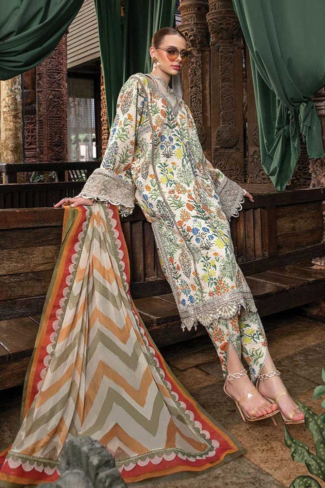 Maria B Skin Zari Pure Lawn Embroidery New Arrival 3PC
