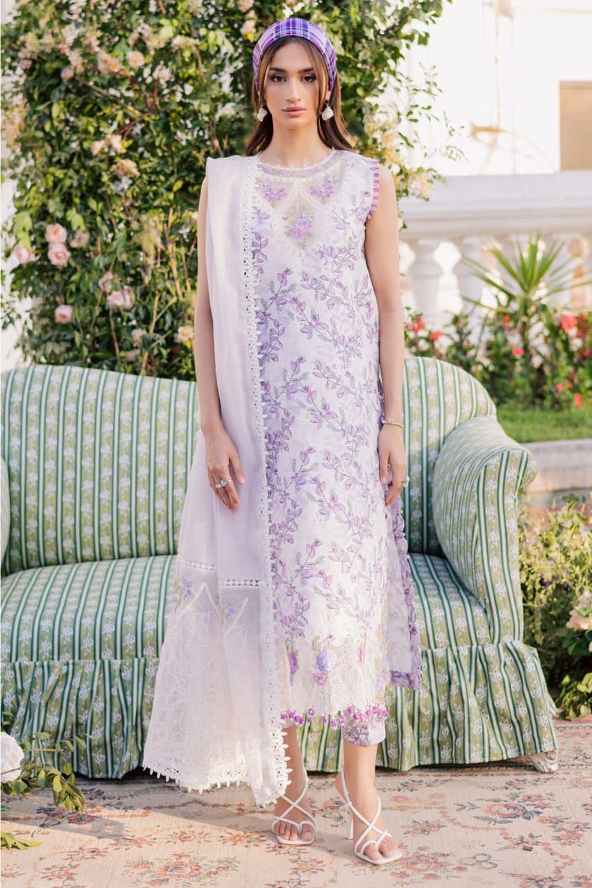 GoodLuck Swiss Lawn WhIte Embroidery Chikankari 3piece Unstitched