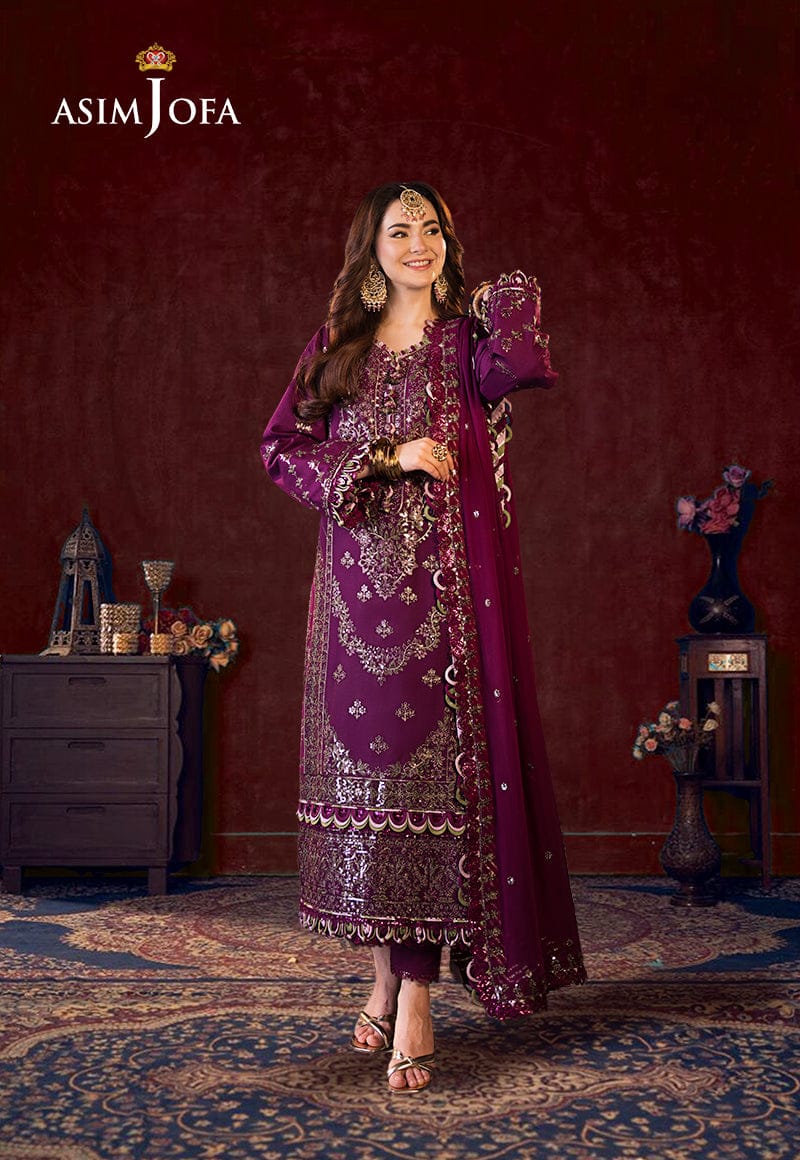 A.J Purple Chiffon Formal Collection Embroidery Unstitched