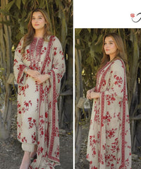 Aneelas unstiched 3 piece embrordery lawn fabric