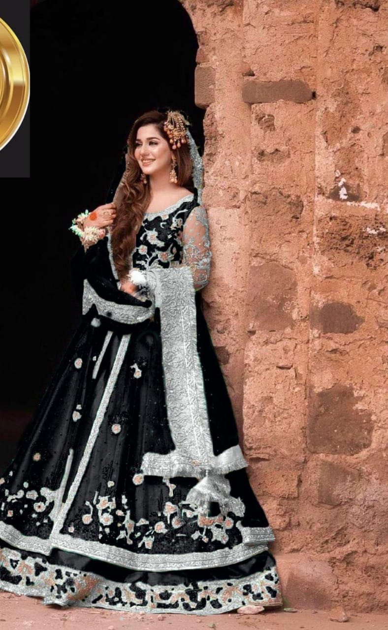 Designer Wear Black Wedding Collection Soft Net Fabric Maxi