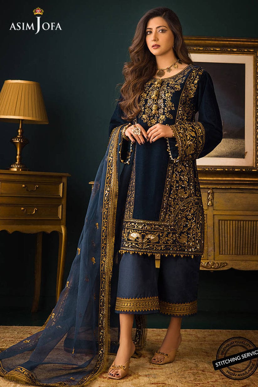 Asim Jofa Blue Formal Collection Organza Dress 3pc