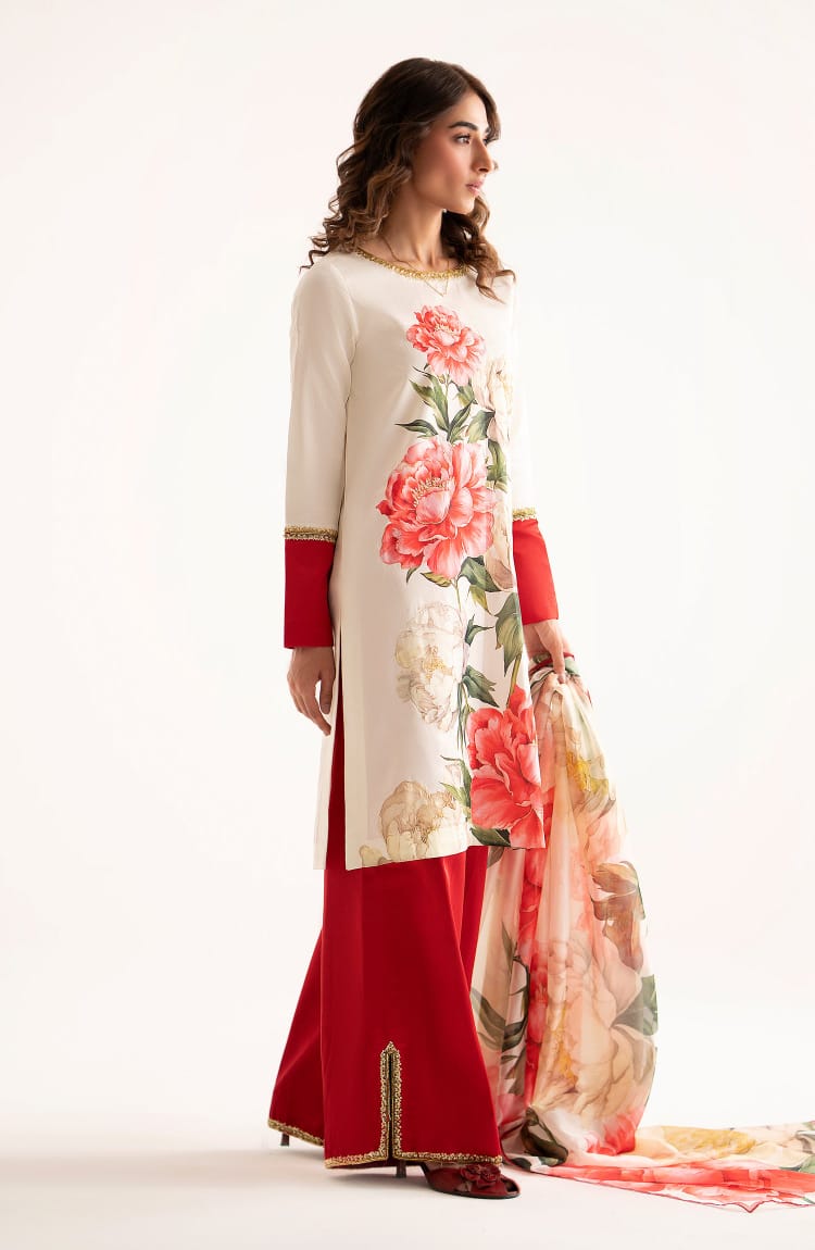 Lulusar Silk Skin Rust Digital Print 3piece Unstitched