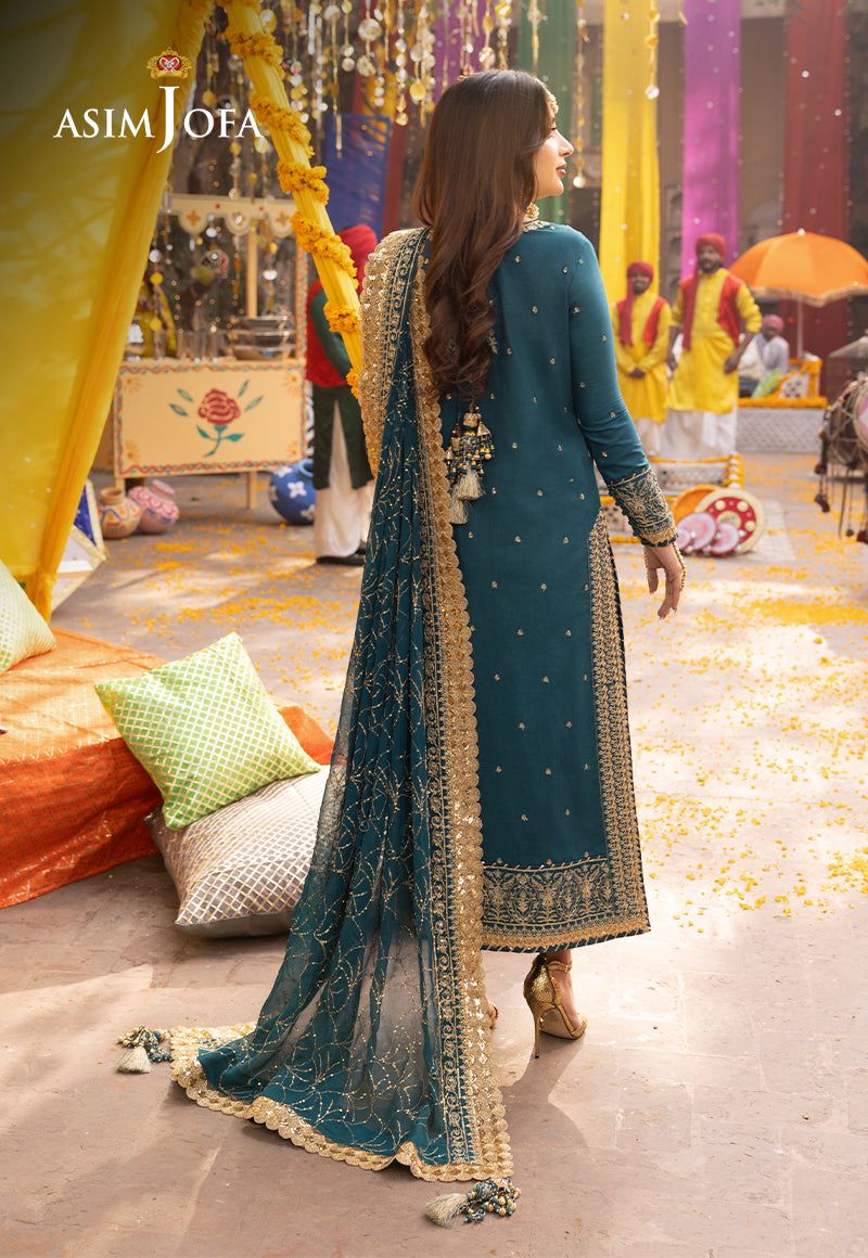 Asim Jofa Zink Chiffon Formal Collection Embroidery Dress 3pc