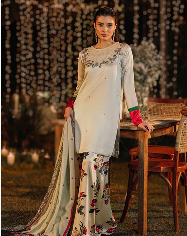 Lulusar Silver Gray Silk Hand Work Party Wear Collection Unstitched