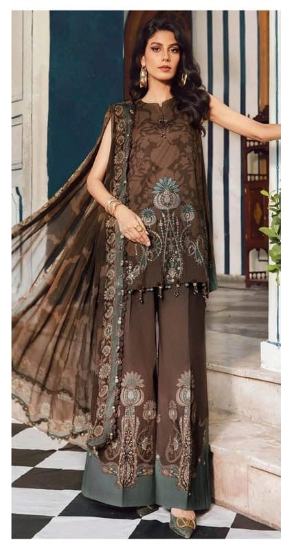 Lawn 3 piece embrordery patch unstiched lawn dupata