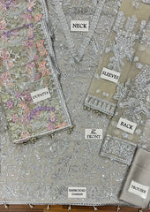 ZARIF grey Festive Formals Embroidery 3piece Unstitched