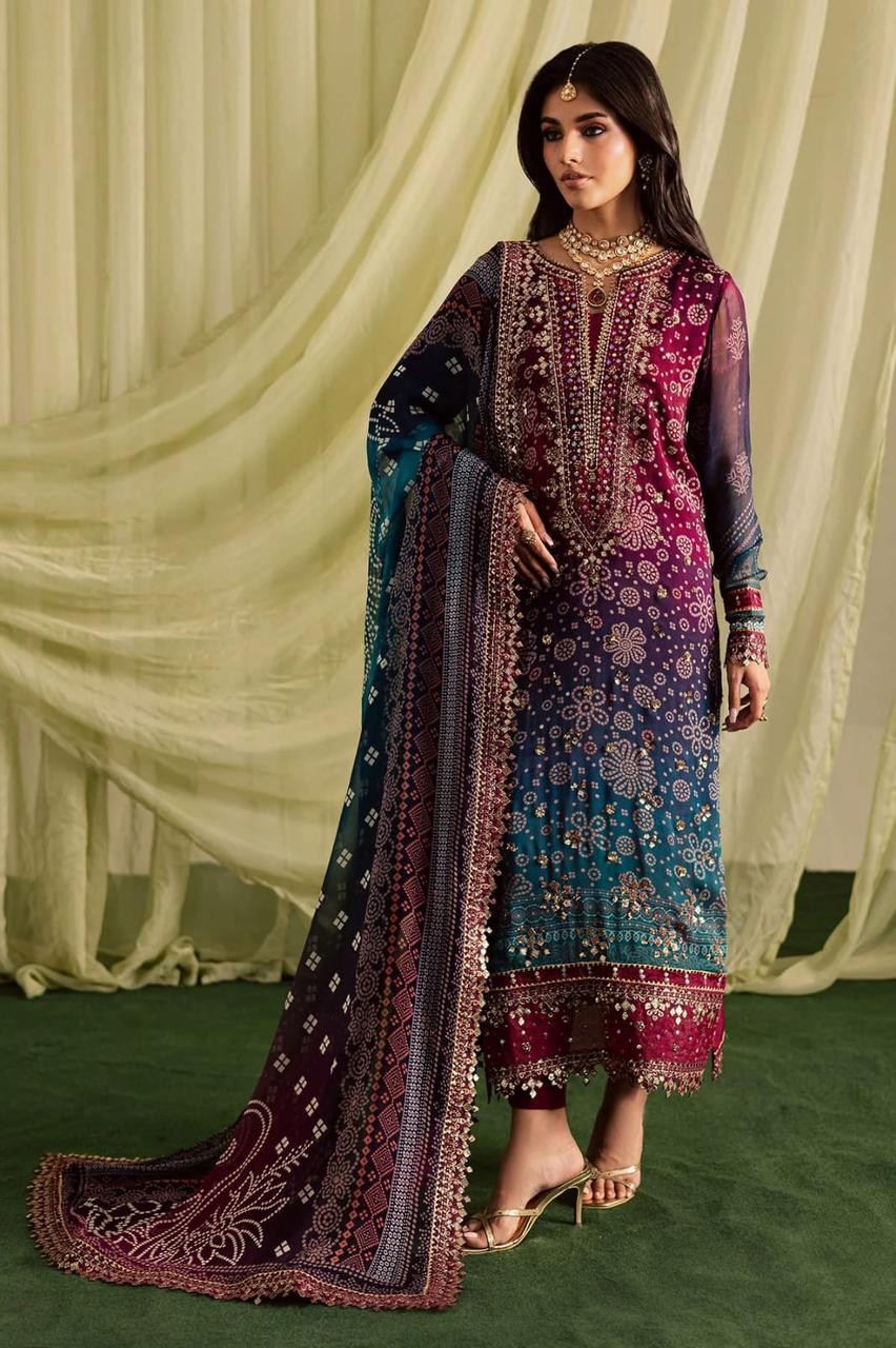 Nureh Lawn embrordery chiffon dupata