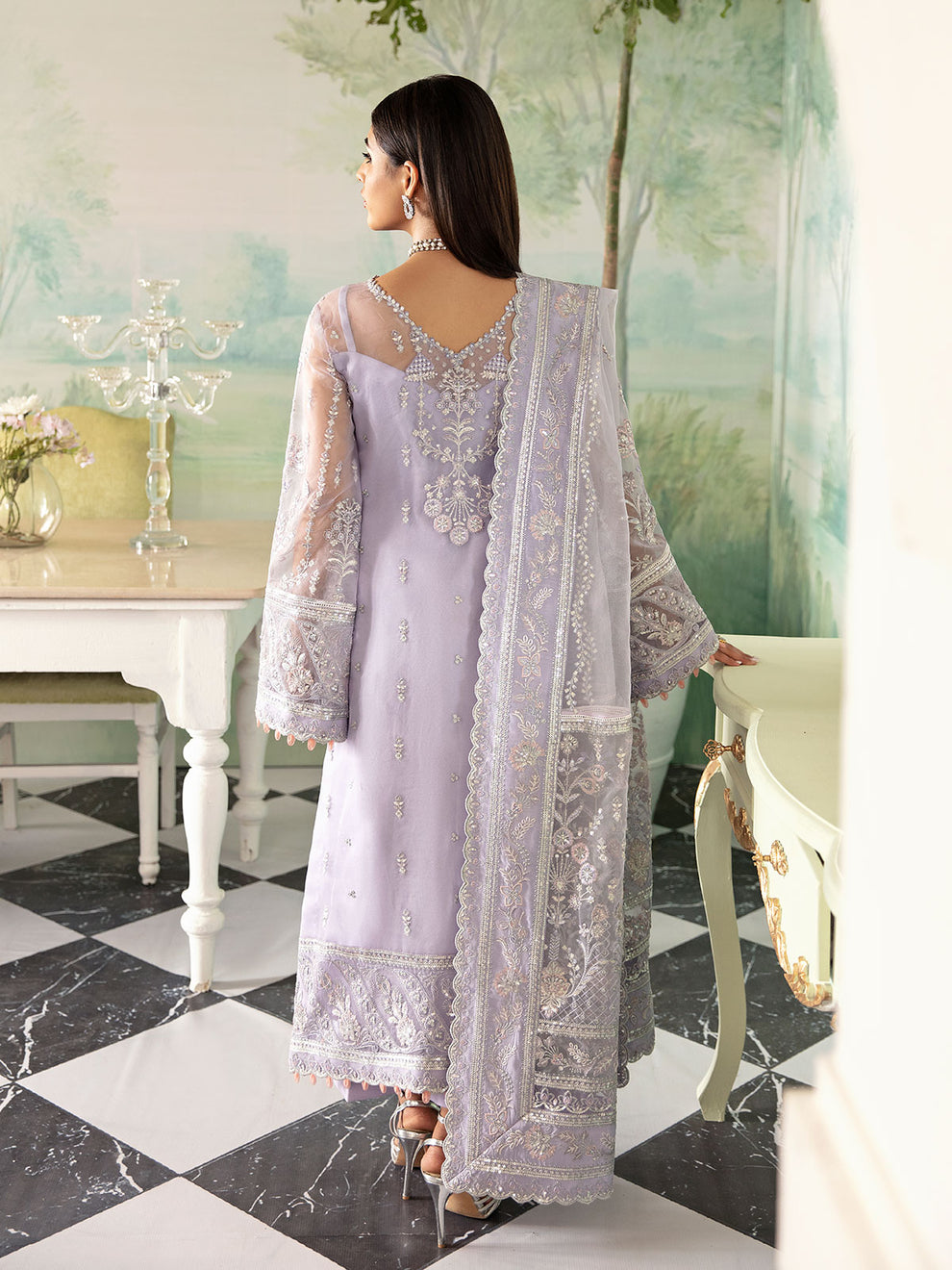 Gulaal Lilac Fully Embroidery Hand Work Organza Dress Wedding Collection