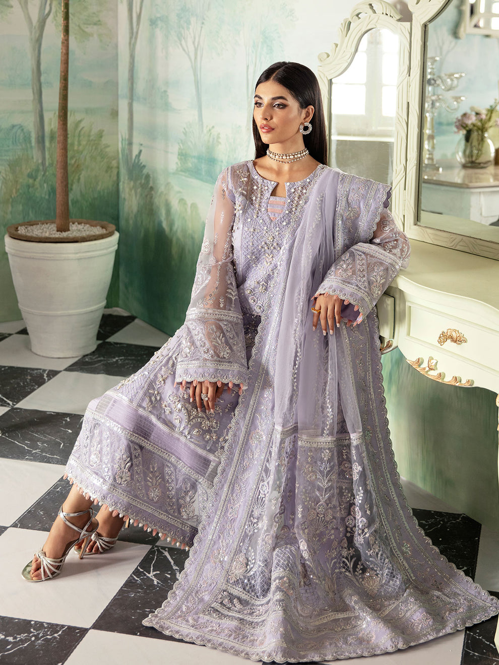 Gulaal Lilac Fully Embroidery Hand Work Organza Dress Wedding Collecti GoodLuck Collections Gulaal Lilac Fully Embroidery Hand Work Organza Dress Wedding Collecti GoodLuck Collections