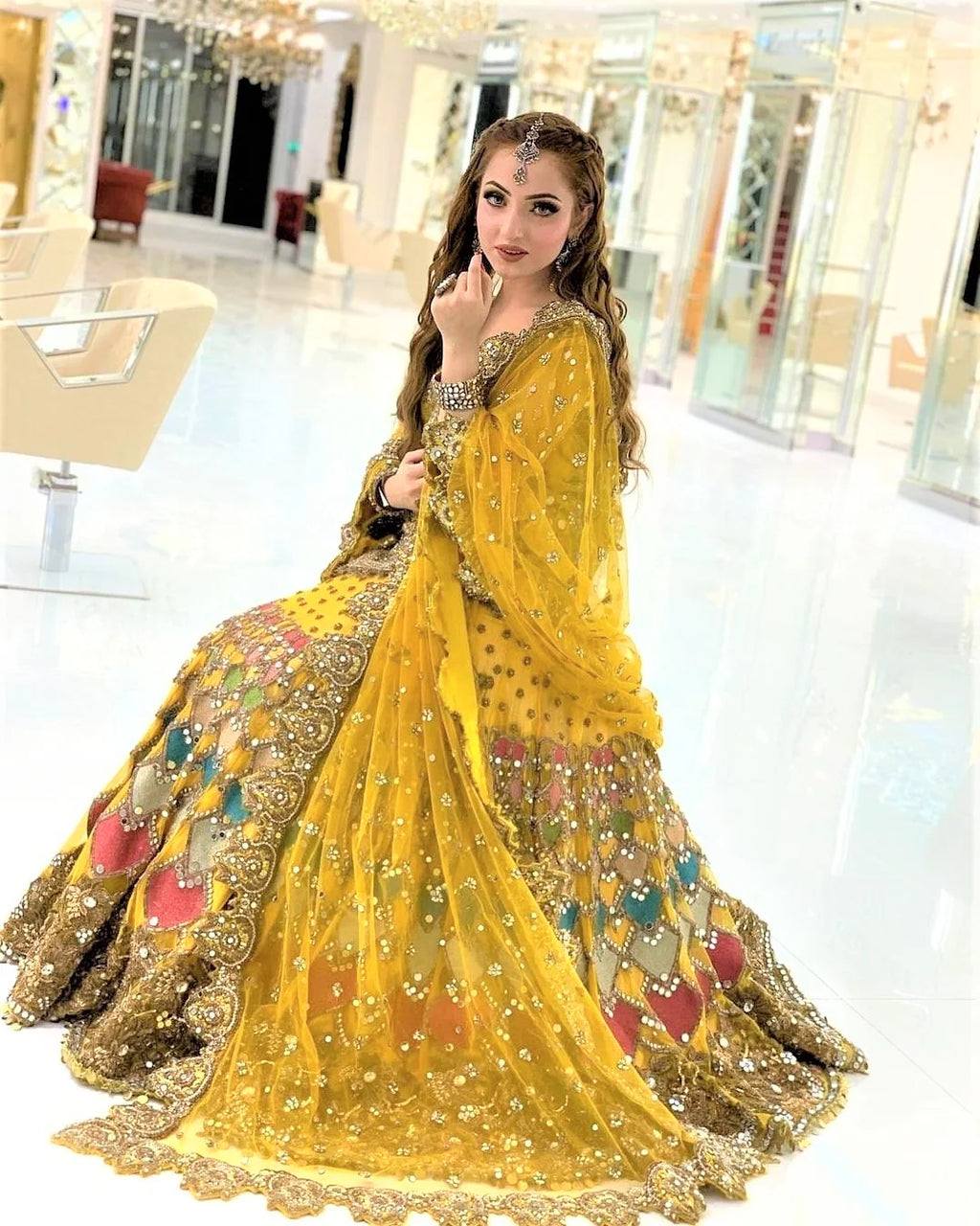 KASHEE'S MEHNDI NET MAXI WEDDING UNSTICHED