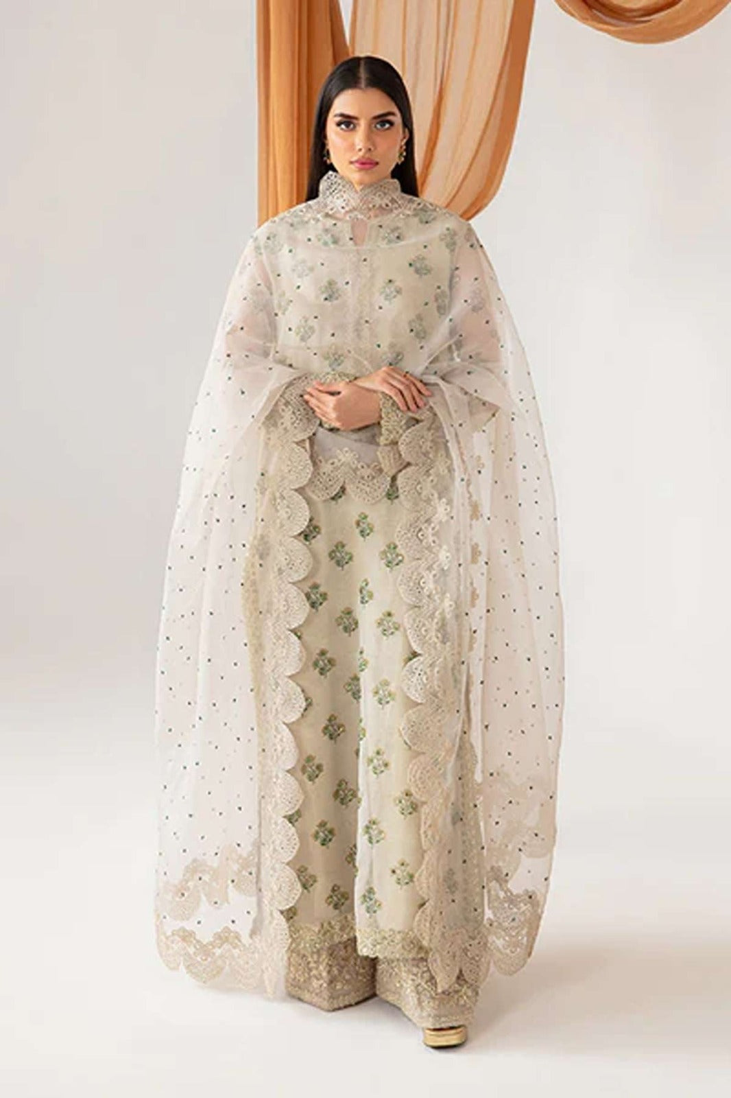 Baroque White Swiss Lawn Collection Hand Work