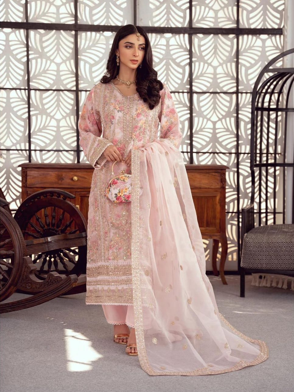 BINT-E-NOOR Light Pink Sami Stitched Formal Collection 3Piece
