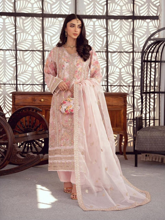 BINT-E-NOOR Light Pink Sami Stitched Formal Collection 3Piece