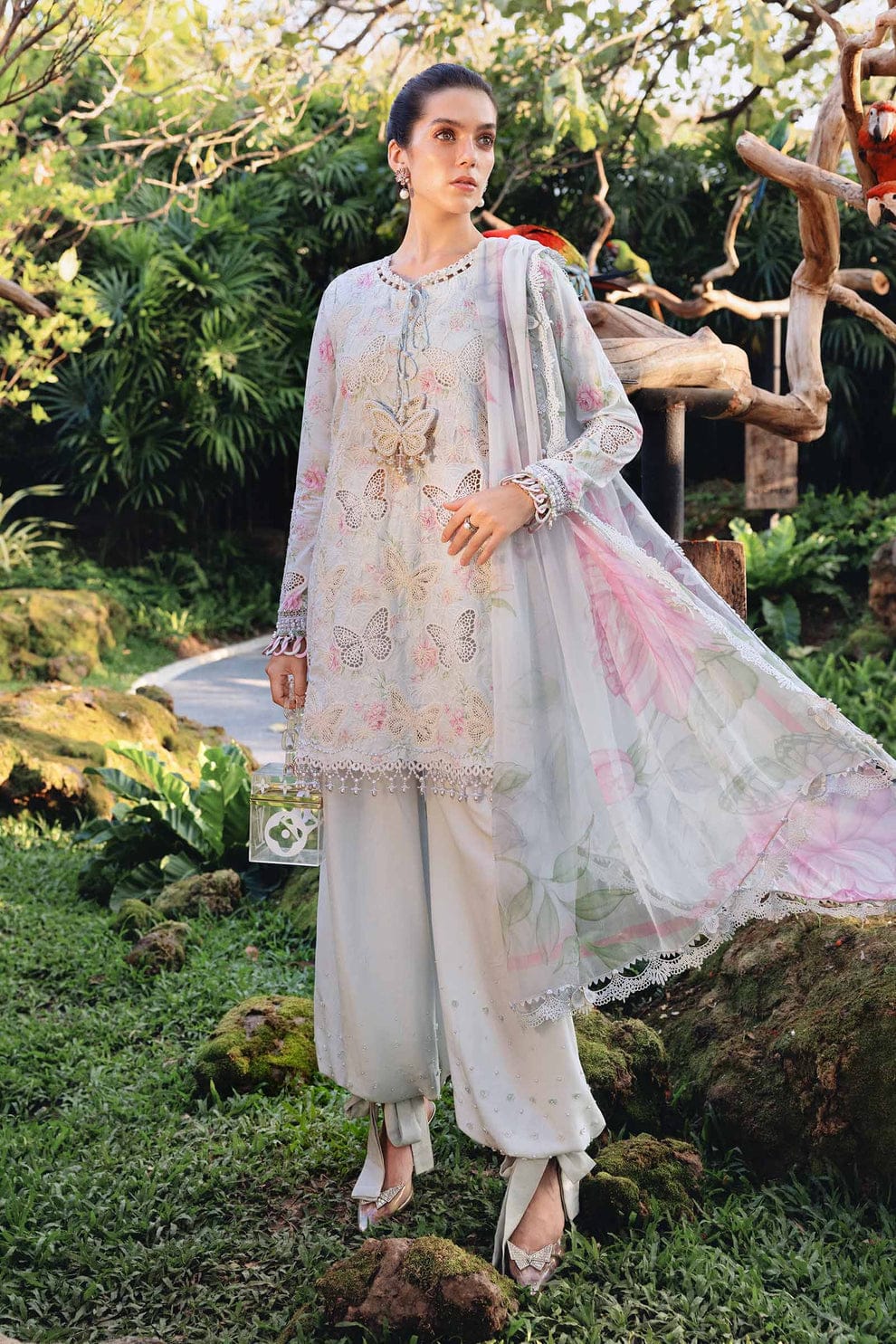 Maria B Grey Luxury Printed Lawn Embroidery 3Piece Unstitched