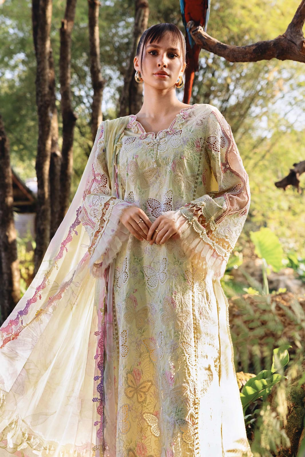 Maria B Yellow Luxury Printed Lawn Embroidery 3Piece Unstitched