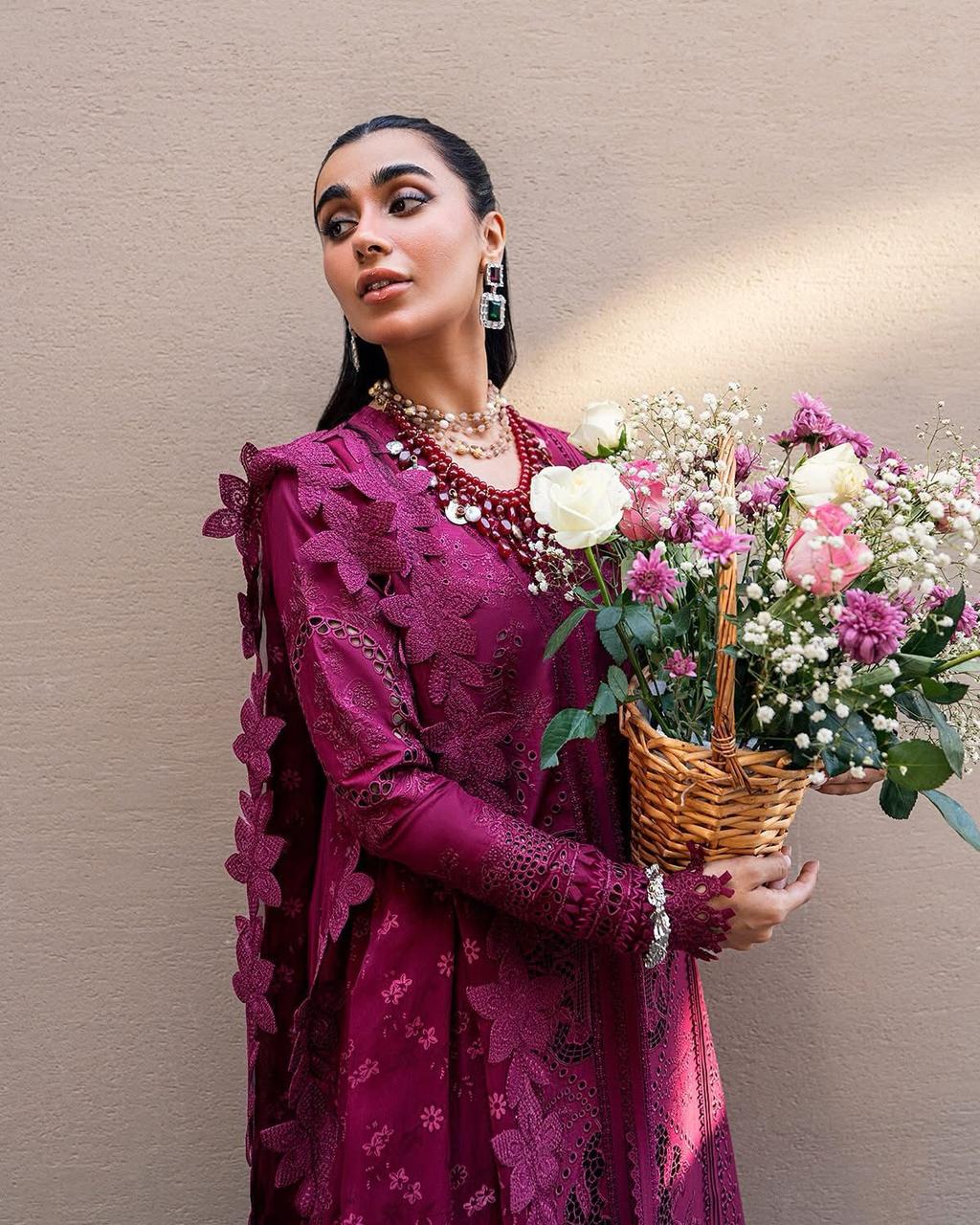 Qalamkar Lawn Chikankari Embroidery 3pc Unstitched Dress