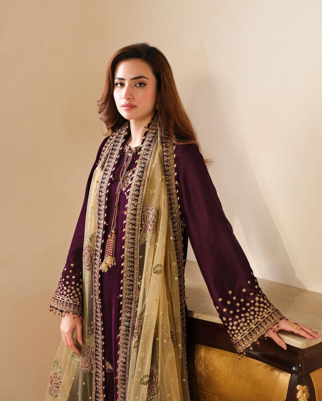 Jazmin Maroon Micro 9000 Velvet Formal Collection 3piece Unstitched