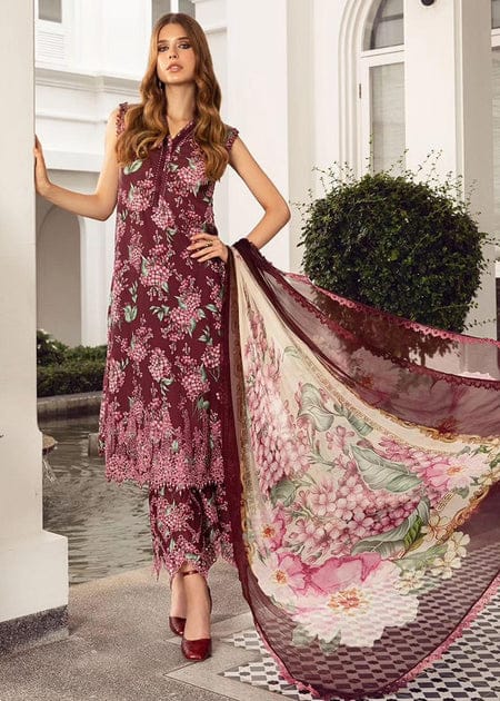 Maria B Maroon Pure Lawn Embroidery 3PC