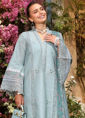 Noor Luxe Blue Chikankari Lawn Embroidery 3Piece Unstitched