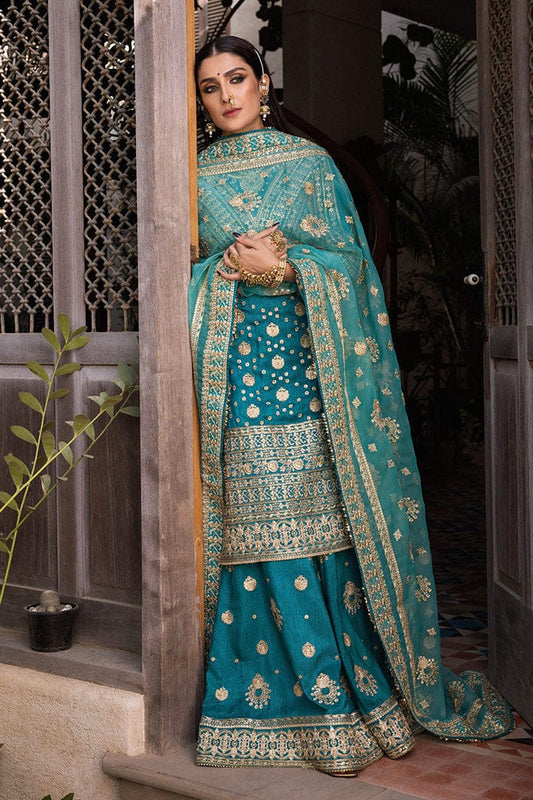 Erum Khan Wedding Collection Blue Gharara