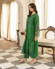 M.B Green Lawn Chikankari Embroidery 3pc Unstitched Dress