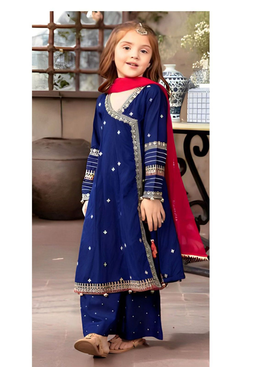 Kids Collection D010 Party Wear Dress Net Fabric Unstitched