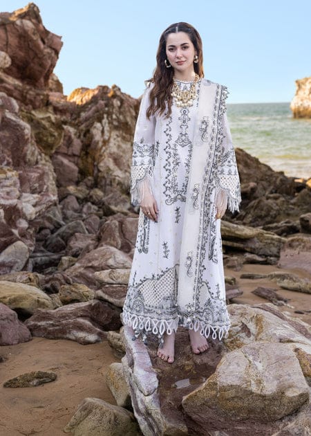 Qalamkar White Luxury Lawn Embroidery Collection