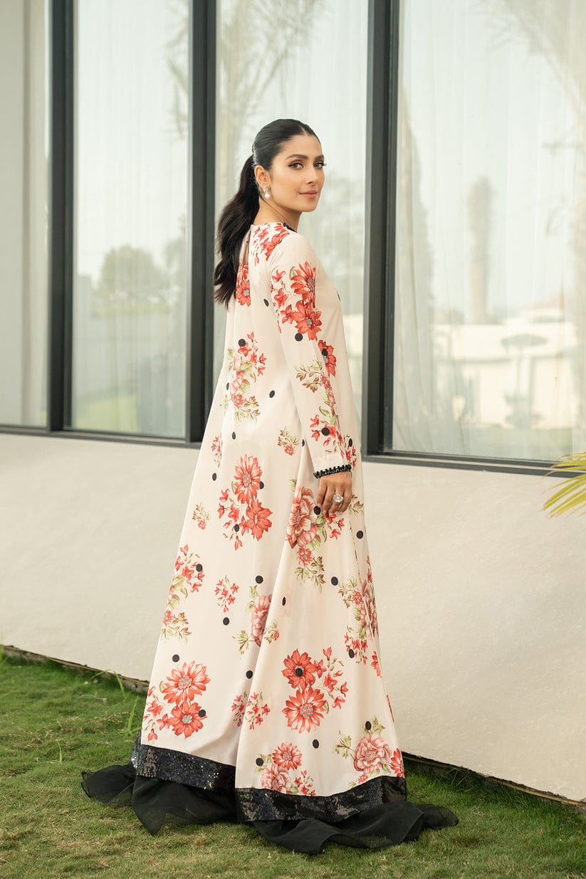 Lulusar Skin Flower Digital Print Emb Hand Work Dress